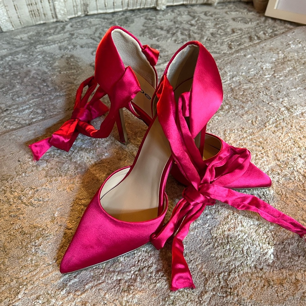 Elegant Pink Satin Women's Heels